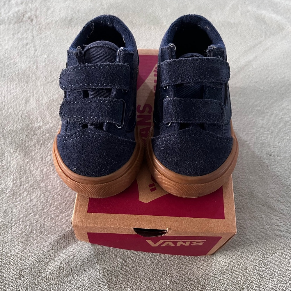 Vans Blue and Brown Sneakers with Velcro Straps
